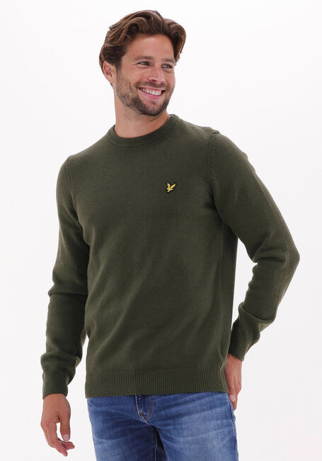 Olive LYLE & SCOTT Pullover CREW NECK LAMBSWOOL BLEND JUMPER - large