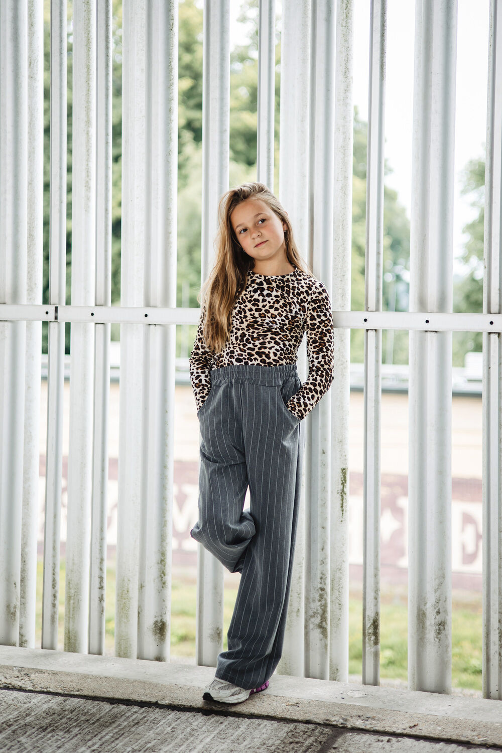 Graue Salty Stitch Weite Hose PANTALON - large