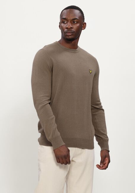 Taupe LYLE & SCOTT Pullover COTTON MERINO CREW NECK JUMPER - large