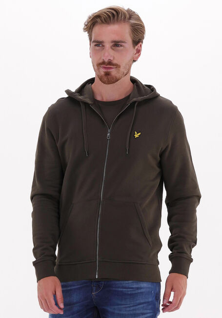Olive LYLE & SCOTT Strickjacke ZIP TROUGH HOODIE - large
