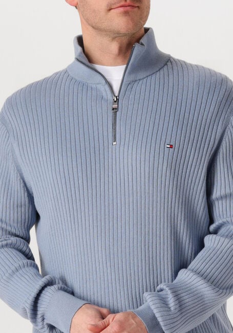 Blaue TOMMY HILFIGER Pullover PIMA ORG CTN CASH STRUCTURE ZIP MOCK - large