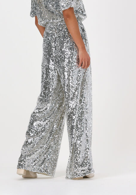 Silberne SELECTED FEMME Weite Hose SLFSELENE HW WIDE MAXI SEQUINS - large