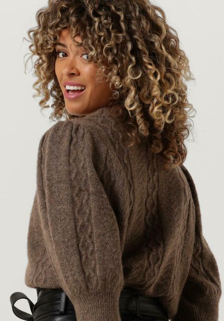 Taupe CO'COUTURE Pullover PIXIE POINTELLE KNIT - large