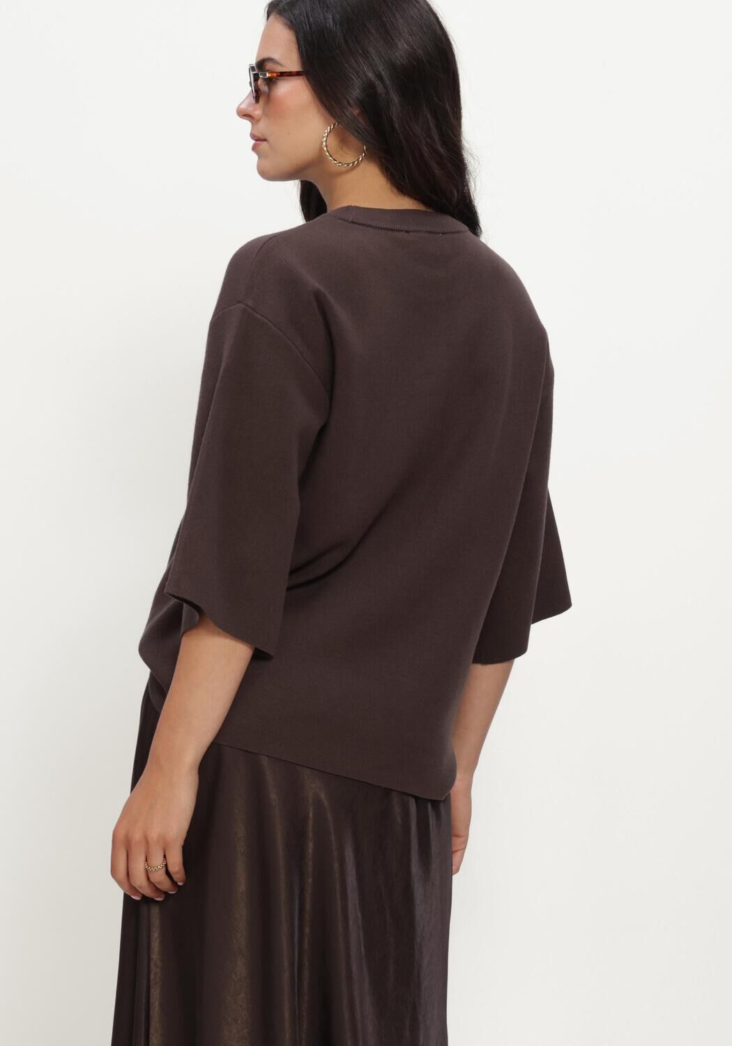 Braune MSCH COPENHAGEN Pullover MSCHAGATHA EAST 3/4 PULLOVER - large