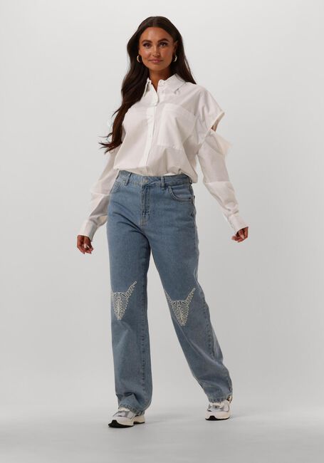 Hellblau ALIX THE LABEL Wide jeans LADIES WOVEN DENIM BULL PANTS - large