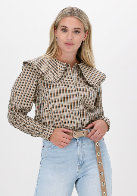 Sand CO'COUTURE Bluse CILIA COLLAR CHECK SHIRT - large