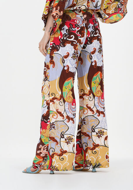 Mehrfarbige/Bunte SUMMUM Weite Hose TROUSER FESTIVAL PRINT ON VISCOSE SATIN - large