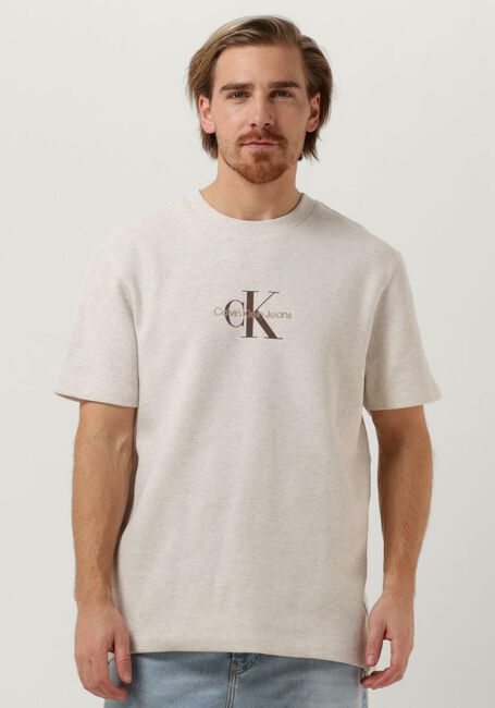 Weiße CALVIN KLEIN T-shirt ARCHIVAL MONOLOGO WAFFLE TEE - large