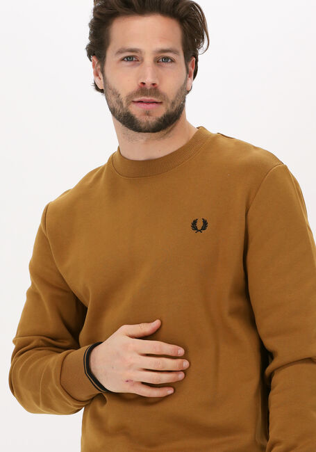 Camelfarbene FRED PERRY Pullover CREW NECK SWEATSHIRT - large