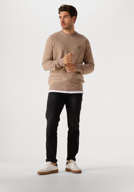 Taupe LYLE & SCOTT Pullover LAMBSWOOL BLEND CREW NECK JUMPER - large