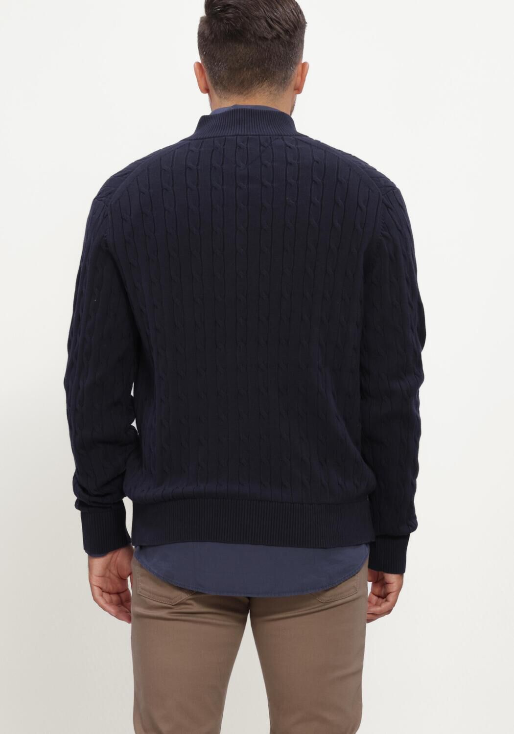 Dunkelblau TOMMY HILFIGER Pullover CLASSIC COTTON CABLE ZIP MOCK - large