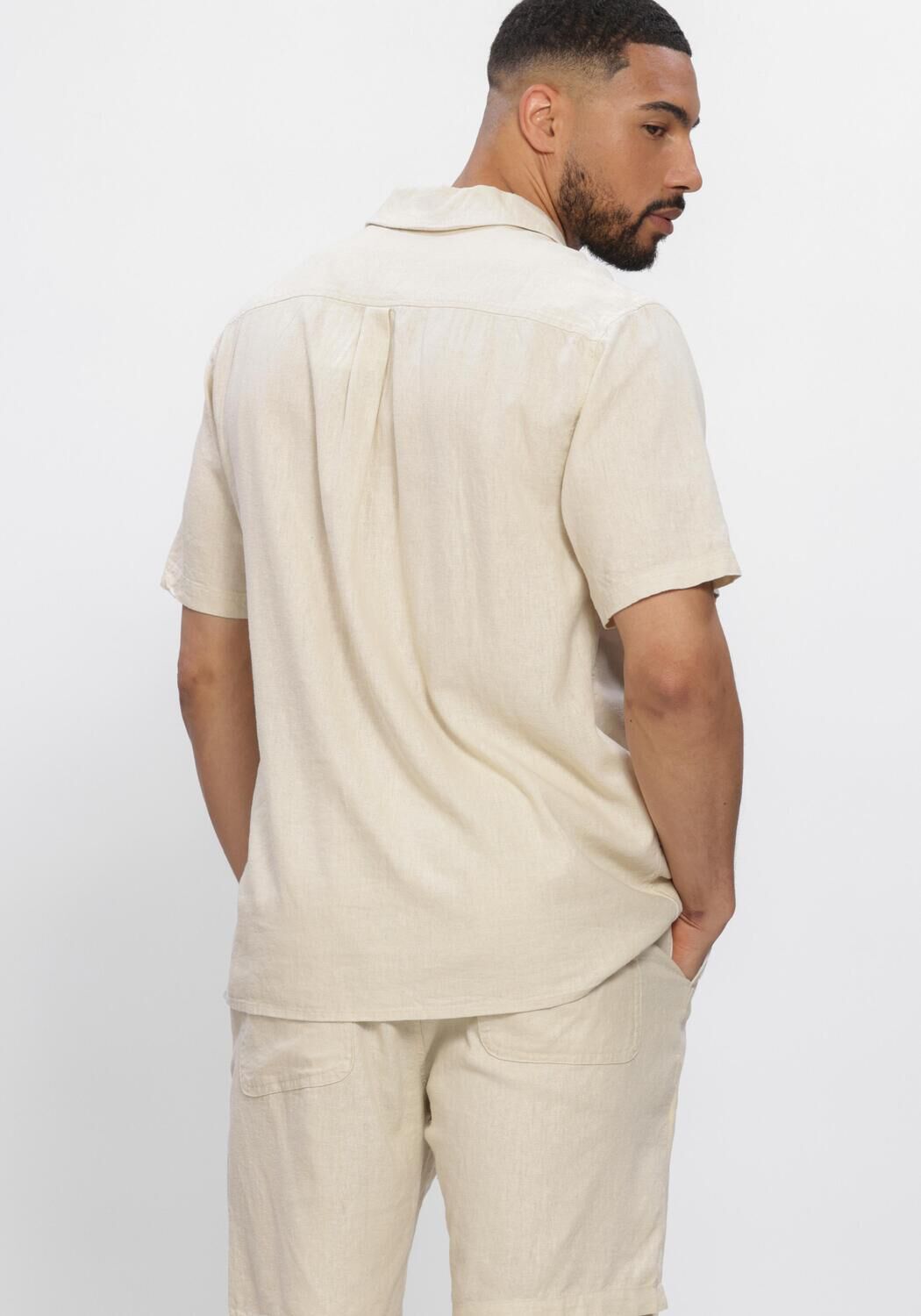 Beige ANERKJENDT Casual-Oberhemd AKLEO COT-LINNEN-VIS S/S SHIRT - large