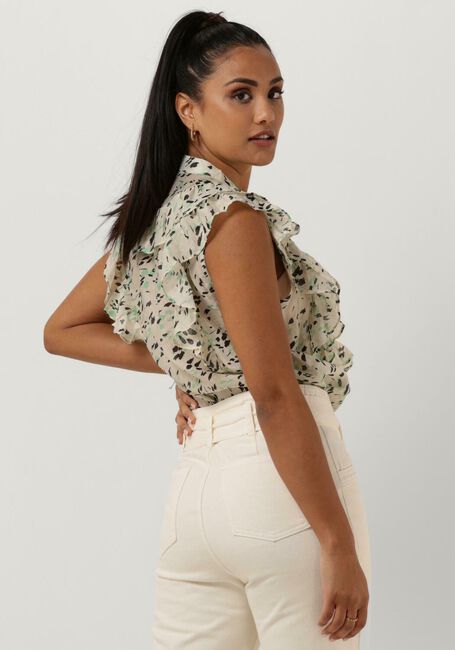 Minze SUMMUM Top BLOUSE GREEN SPOT PRINT SLEEVELESS - large