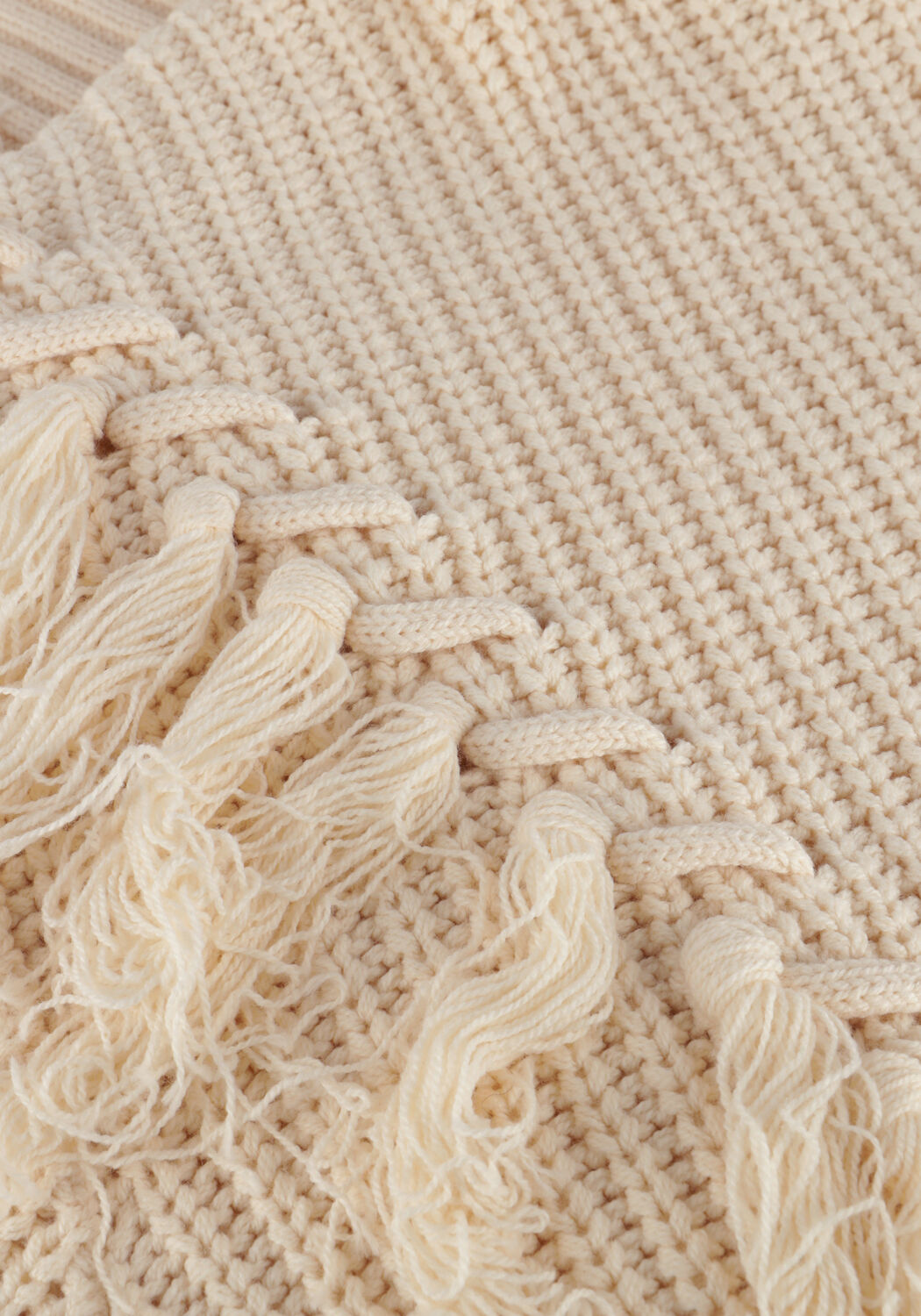 Ecru CATWALK JUNKIE Pullover RELAXED FRINGED KNIT - large