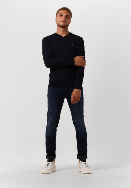 Blaue TOMMY HILFIGER Pullover CORE COTTON-SILK VNECK - large