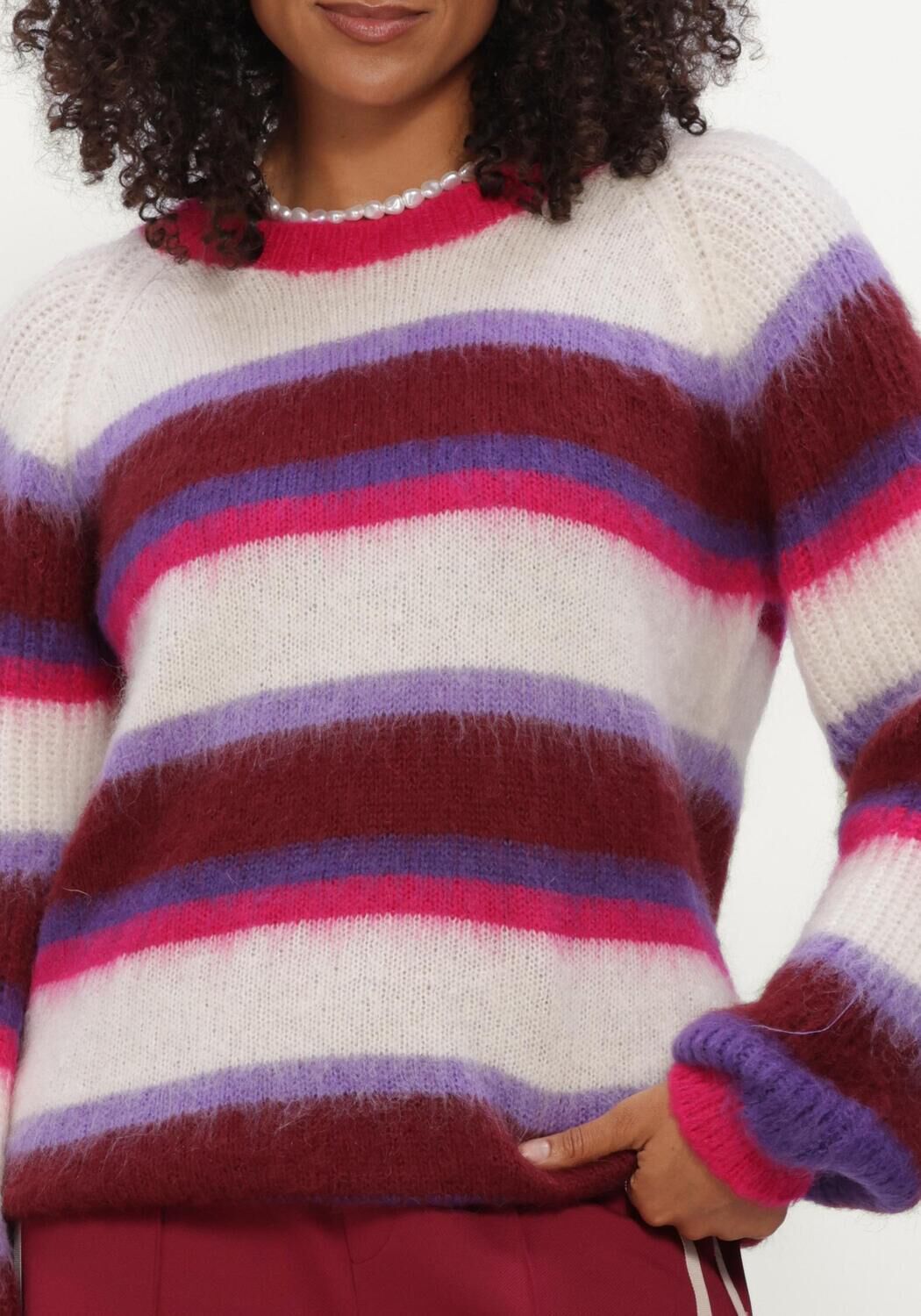 Mehrfarbige/Bunte POM AMSTERDAM Pullover FAYE STRIPED RED - large