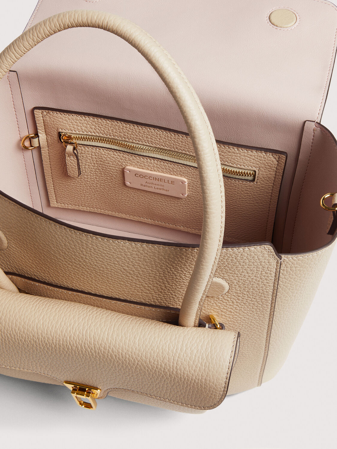 Beige COCCINELLE Umh&auml;ngetasche DOUBLE BEAT - large