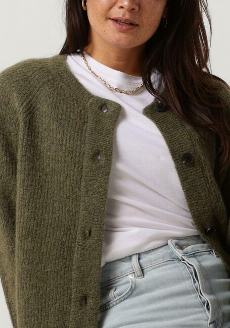 Grüne SELECTED FEMME Strickjacke SLFLULU LS KNIT SHORT CARDIGAN - large