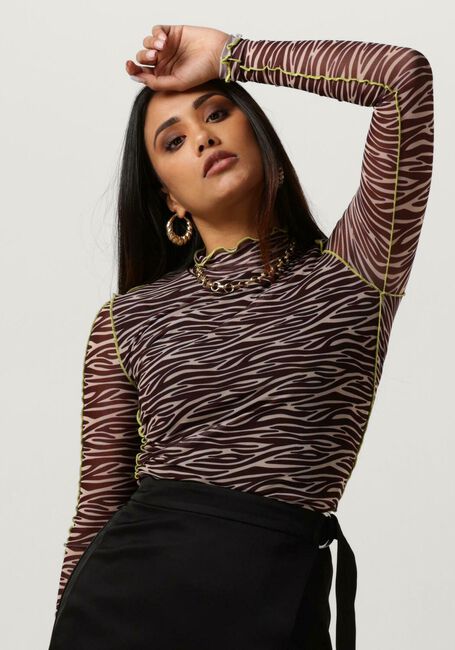 Braune COLOURFUL REBEL Top NEYO ZEBRA OVERKLOCK MESH TURTLENECK TOP - large