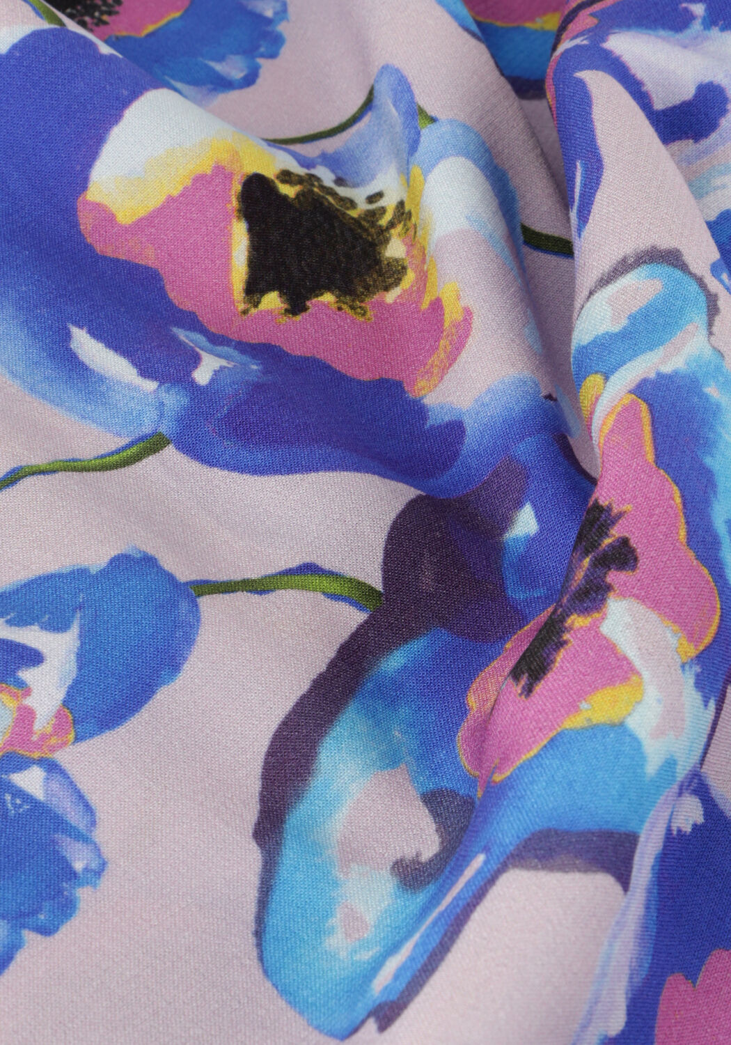 Blaue JANSEN AMSTERDAM Minikleid PF508 PRINTED LONG SLEEVE BLOUSE DRESS - large