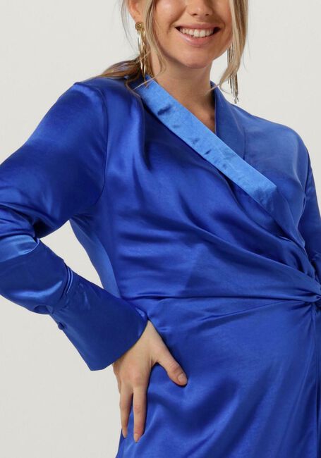 Blaue COLOURFUL REBEL Minikleid DORIN UNI SATIN MINI WRAP DRESS - large