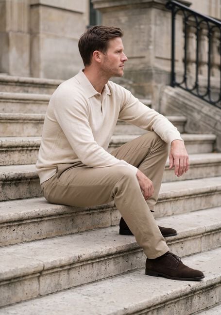 Beige PROFUOMO Pullover POLO LS CHENILLE - large