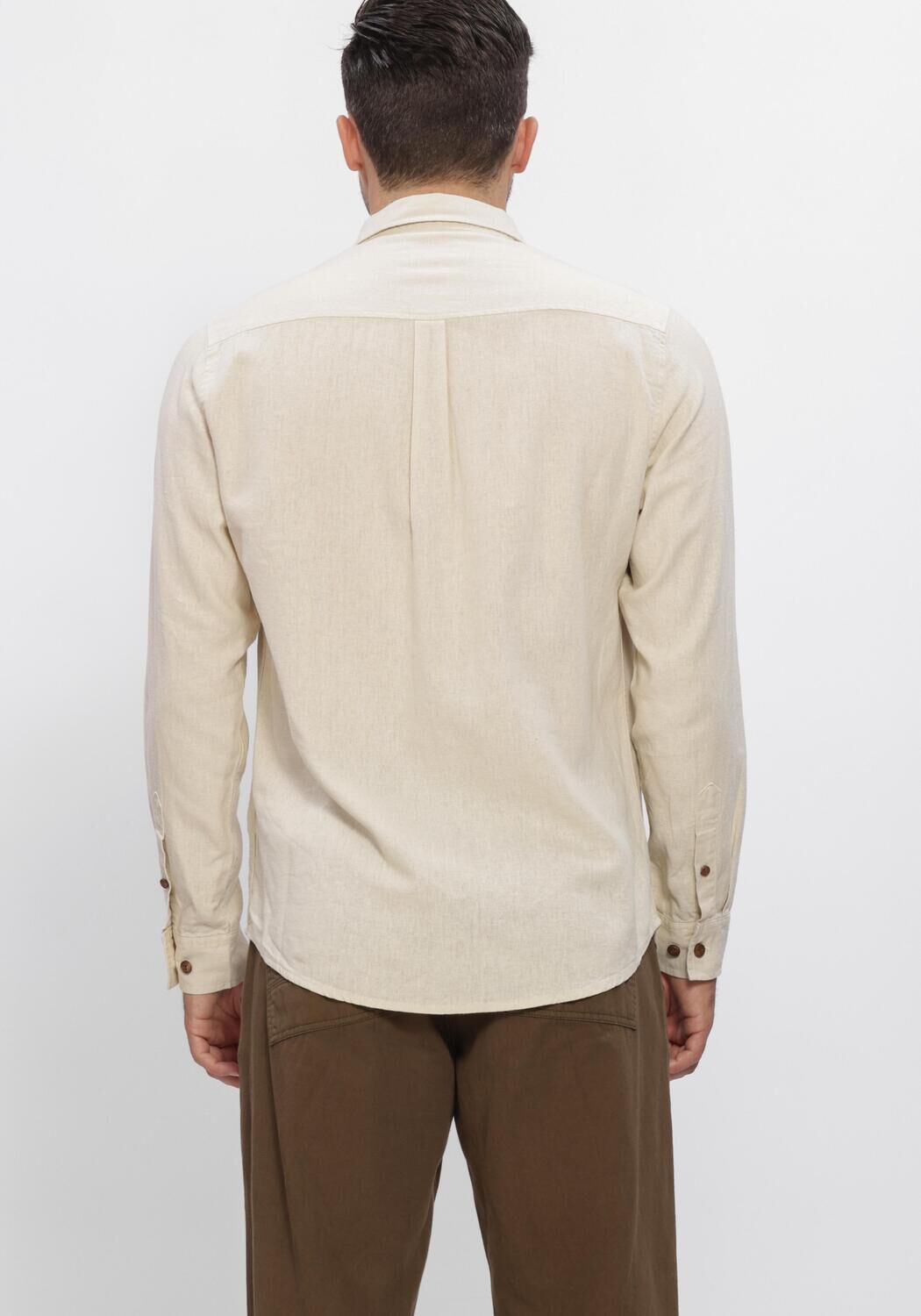 Beige ANERKJENDT Casual-Oberhemd AKLEIF COT/LINEN/VIS L/S SHIRT - large