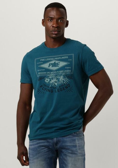 Blaue PME LEGEND T-shirt SHORT SLEEVE R-NECK SINGLE JERSEY LW PLAY - large