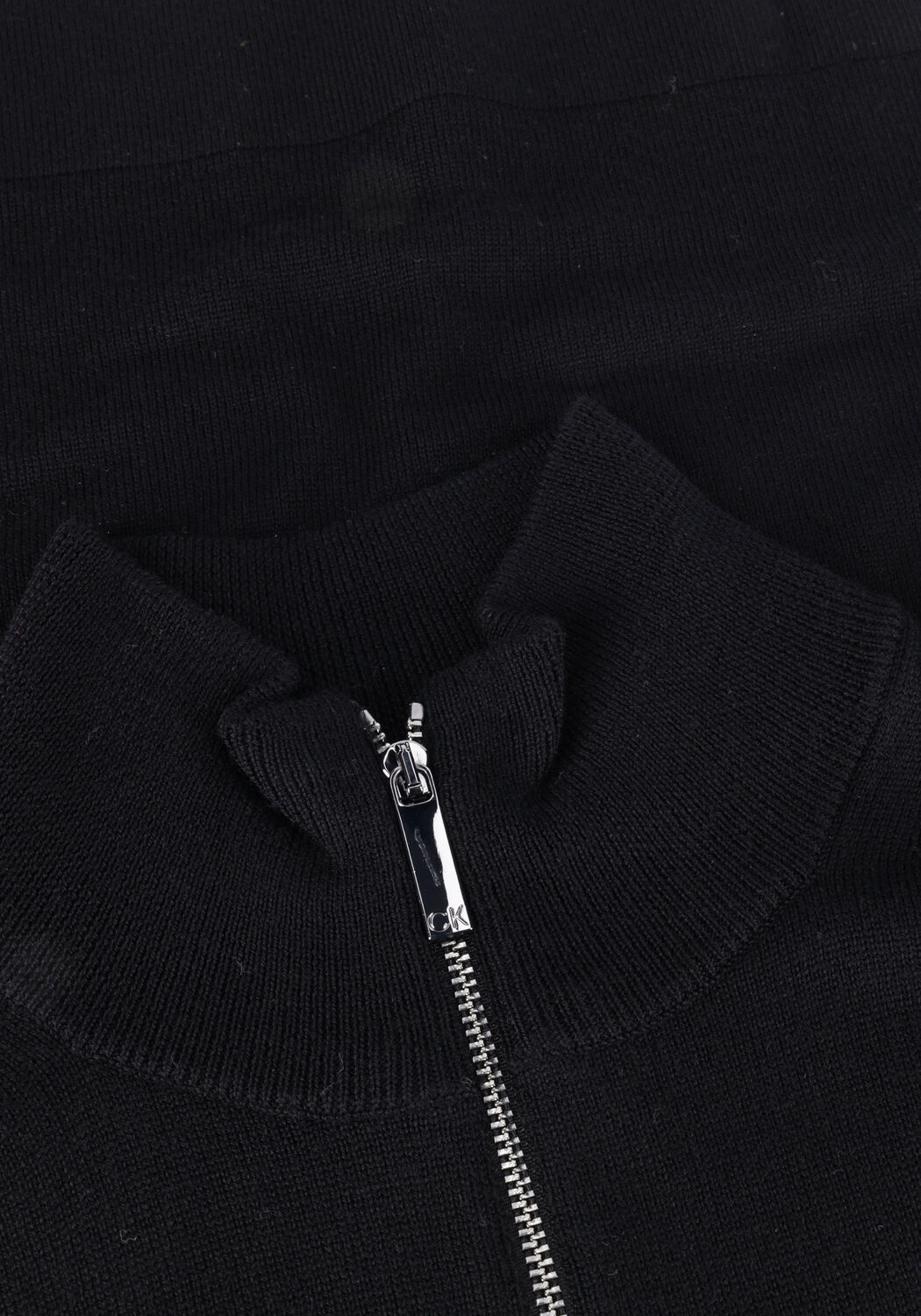 Schwarze CALVIN KLEIN Pullover MERINO QUARTER ZIP - large