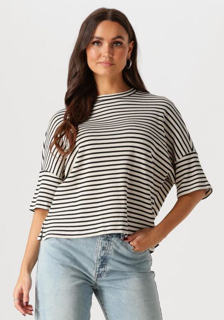 Blaue SUMMUM T-shirt BOXY TOP STRIPE WAFFLE - large