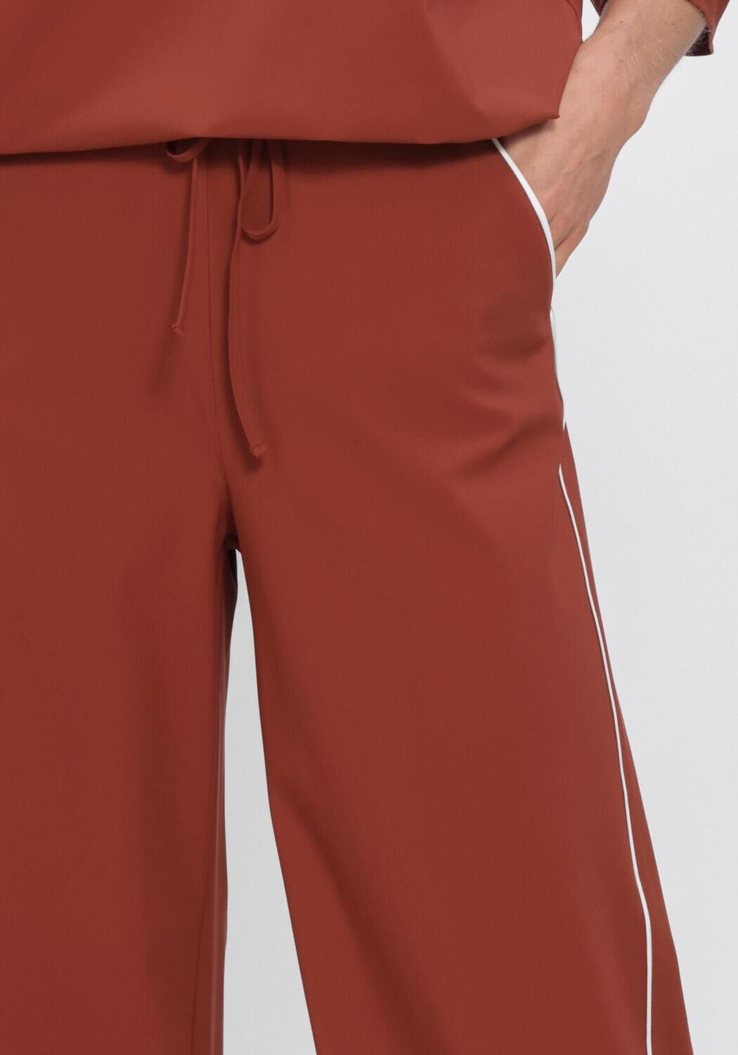 Braune STUDIO ANNELOES Weite Hose LEXIE PIPING TROUSERS - large