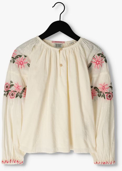 Weiße SCOTCH & SODA Bluse LONG SLEEVED FLOWER EMBROIDERY TOP - large
