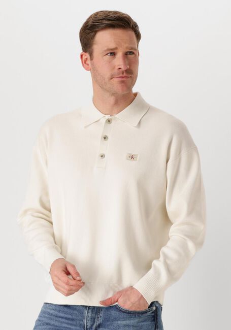 Weiße CALVIN KLEIN Polo-Shirt COTTON POLO SWEATER - large