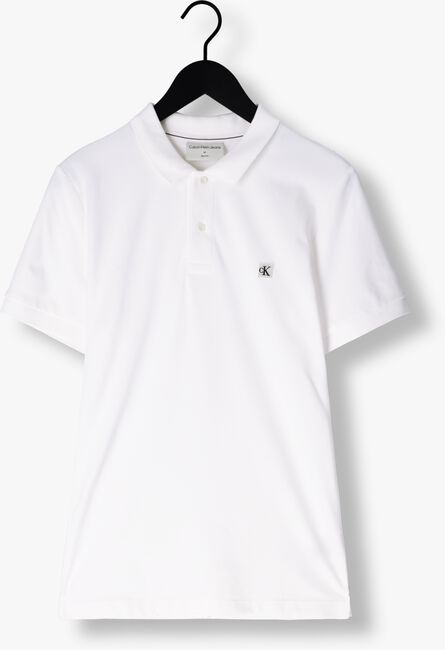 Weiße CALVIN KLEIN Polo-Shirt CK EMBRO BADGE SLIM POLO - large