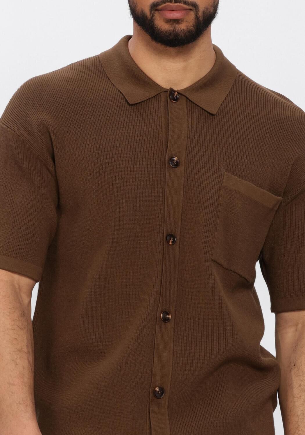 Braune ANERKJENDT Polo-Shirt AKVILHELM NEEDLE RIB SS KNIT - large