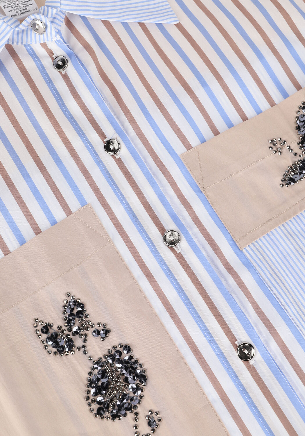 Hellblau ACCESS Blusen SHIRT WITH COMBO OF STRIPES AND EMBROIDERY - large