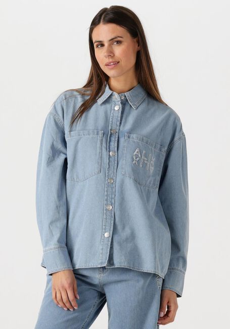 Blaue ALIX THE LABEL Blusen LADIES WOVEN CHAMBRAY PEPLUM DENIM BLOUSE - large