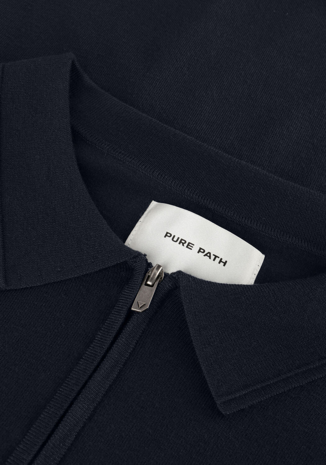 Dunkelblau PURE PATH Polo-Shirt KNITTED SHOTSLEEVE POLO HALF ZIP WITH CHEST EMBROIDERY - large