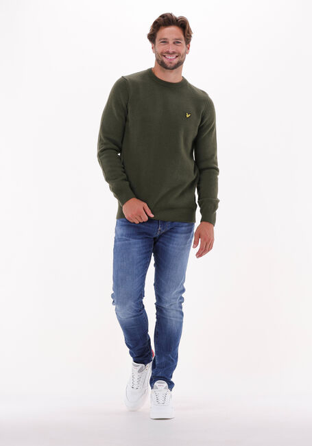 Olive LYLE & SCOTT Pullover CREW NECK LAMBSWOOL BLEND JUMPER - large