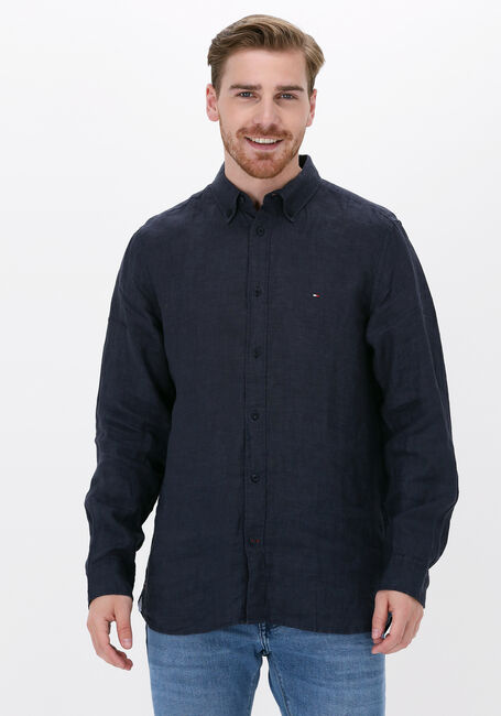 Dunkelblau TOMMY HILFIGER Casual-Oberhemd PIGMENT DYED LINEN RF SHIRT - large