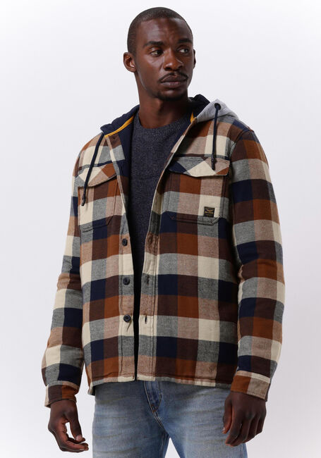 Braune PME LEGEND Strickjacke LONG SLEEVE SHIRT HEAVY CTN FLANEL TWILL PADDED - large