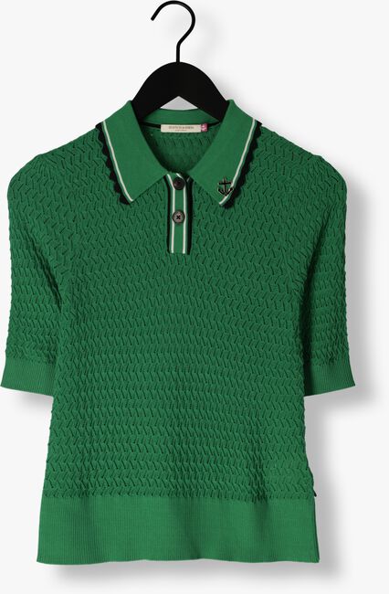 Grüne SCOTCH & SODA Polo-Shirt POINTELLE COLLARED KNITTED TEE - large