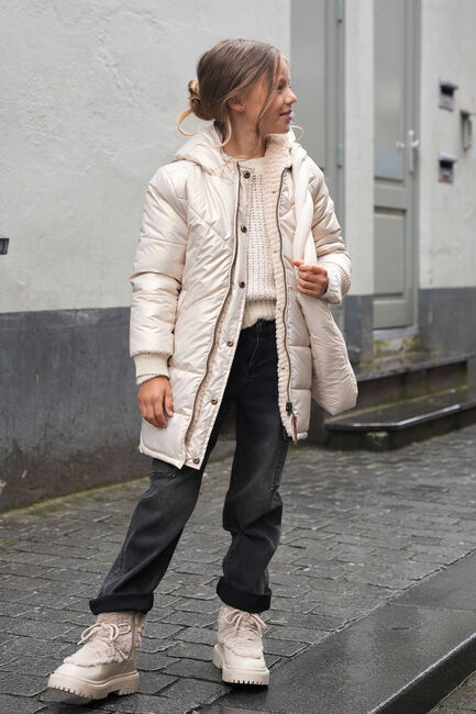 Beige LIKE FLO Wattierte Jack ARIANA FLO GIRLS REVERSIBLE HOODED LONG JACKET - large