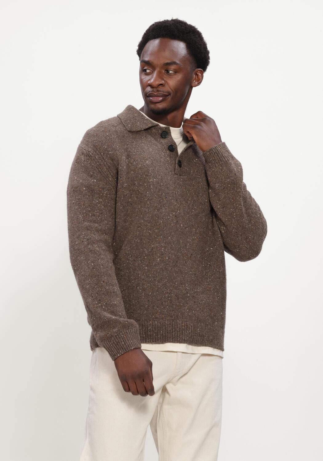 Braune THE GOODPEOPLE Pullover KPOLO - large