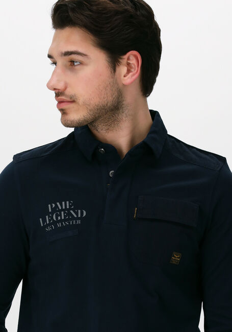 Dunkelblau PME LEGEND Casual-Oberhemd LONG SLEEVE POLO RUGGED PIQUE GARMENT DYE - large