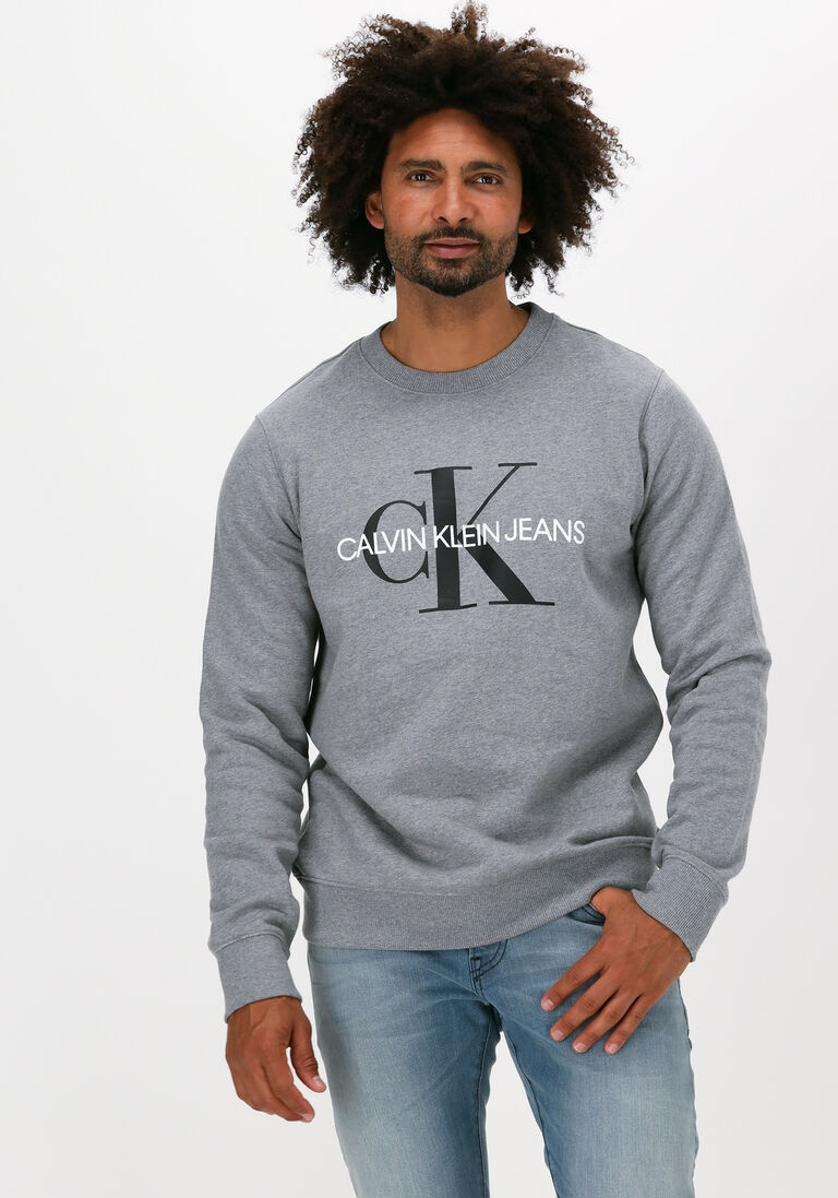 graue calvin klein sweatshirt iconic monogram crewneck