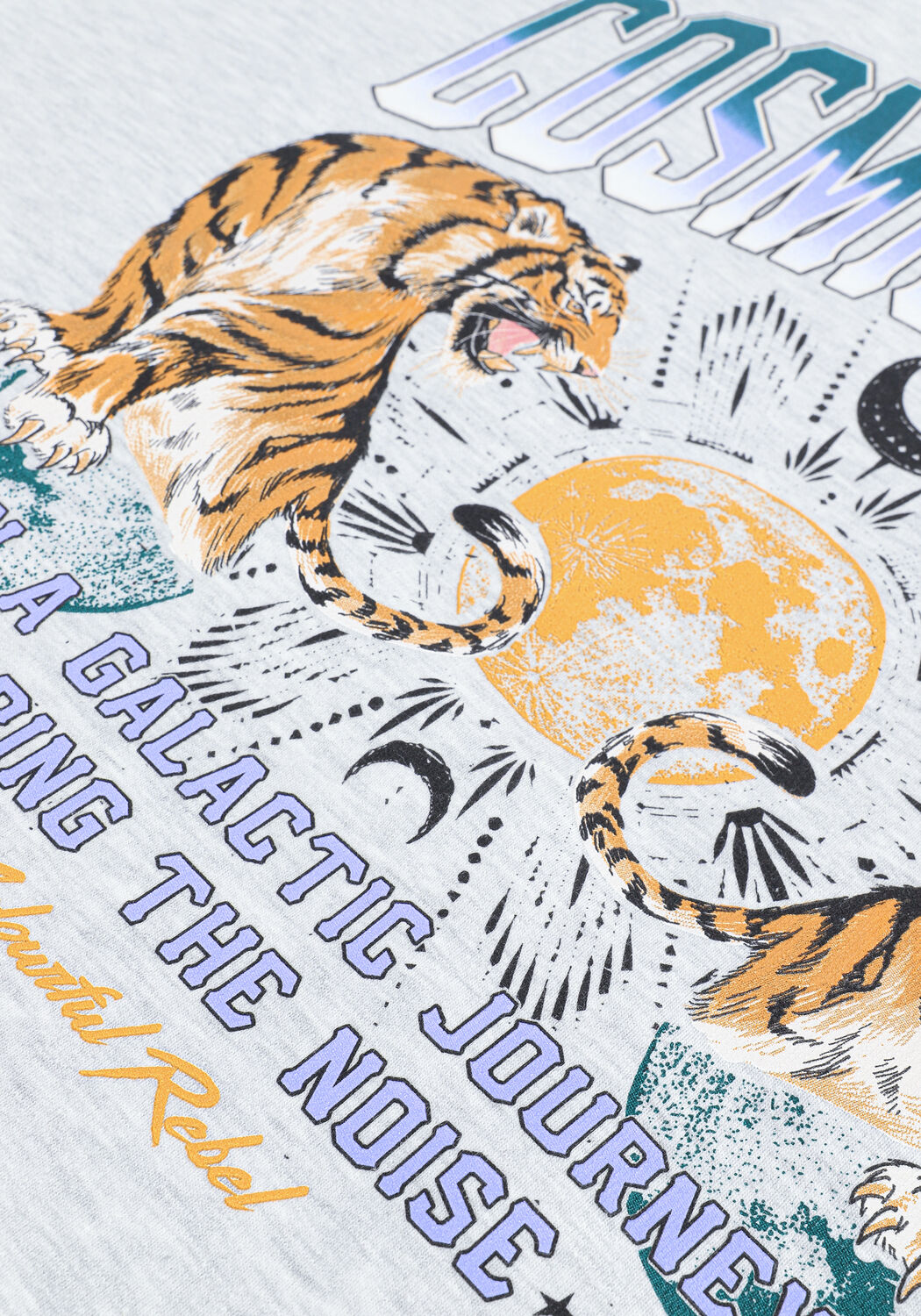 Hellgrau COLOURFUL REBEL Sweatshirt COSMIC ROARS DROPPED SHOULDER - large