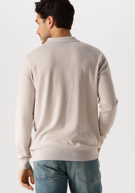 Beige LYLE & SCOTT Pullover COTTON MERINO LONG SLEEVE KNITTED POLO - large