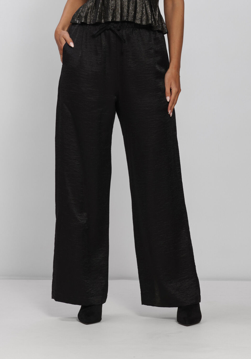 Schwarze BY-BAR Weite Hose PELLE METALLIC PANTS - large