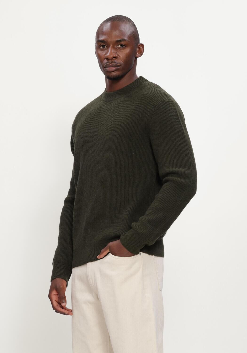 Gr&uuml;ne LES DEUX Pullover WOOL RIB ROUNDNECK KNIT - large